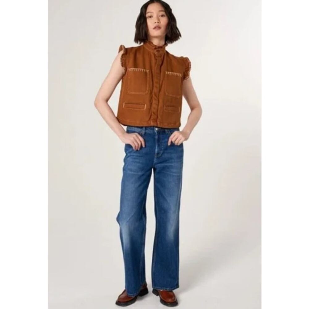 Seventy + Mochi Anthro‎ Wide Leg Medium Wash Jeans Organic Cotton Size 28